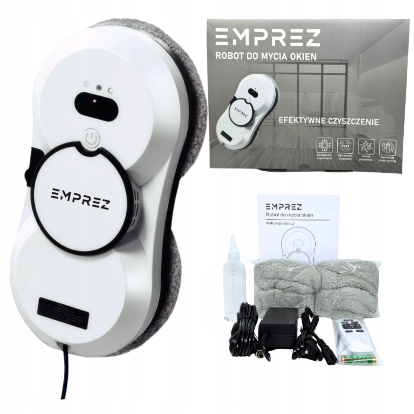 Emprez PureGlass – Inteligentny Robot do Mycia Okien z Automatycznym Spryskiwaniem