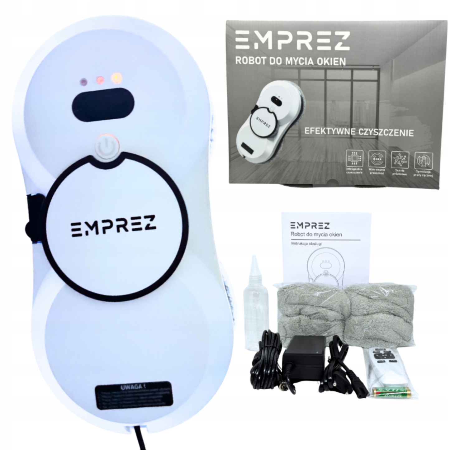 Emprez PureGlass – Inteligentny Robot do Mycia Okien z Automatycznym Spryskiwaniem