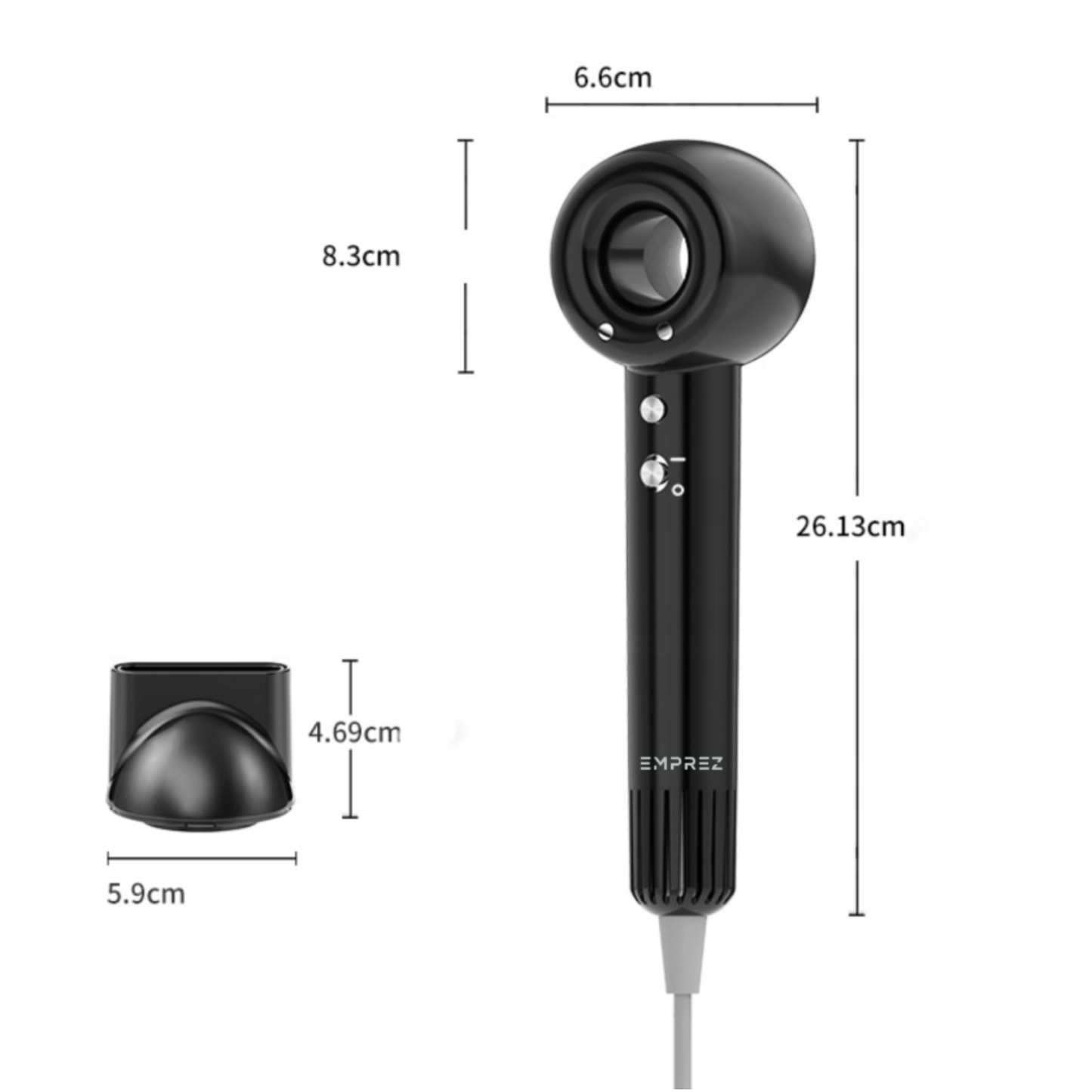 Emprez Airnova 1400W – Profesjonalna Suszarka do Włosów z Jonizacją i Inteligentną kontrolą temperatury | Czarna