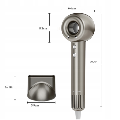 Emprez Airnova 1400W – Profesjonalna Suszarka do Włosów z Jonizacją i Inteligentną kontrolą temperatury | Srebrna